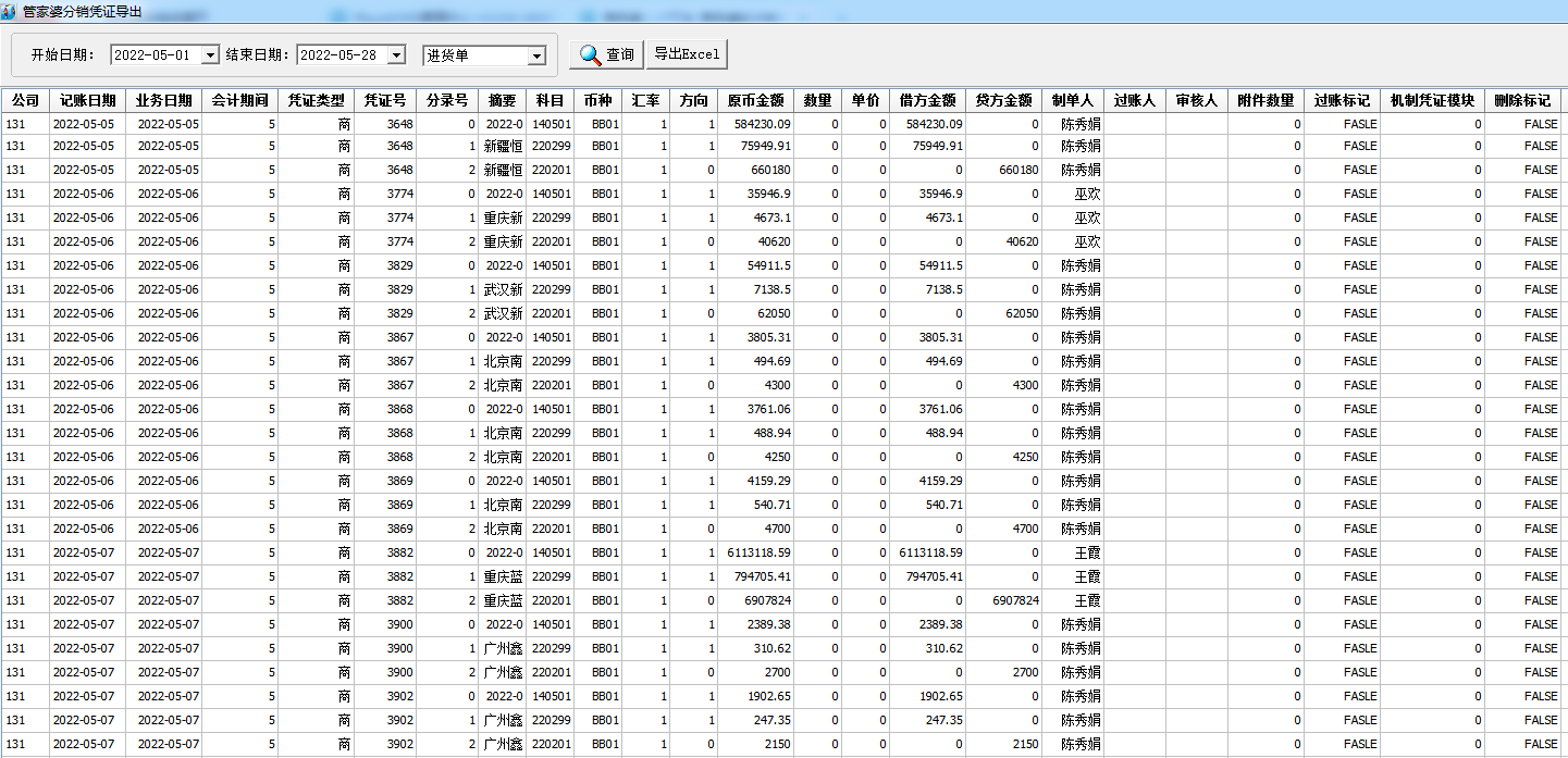 管家婆分销ERP导出凭证至金蝶EAS中